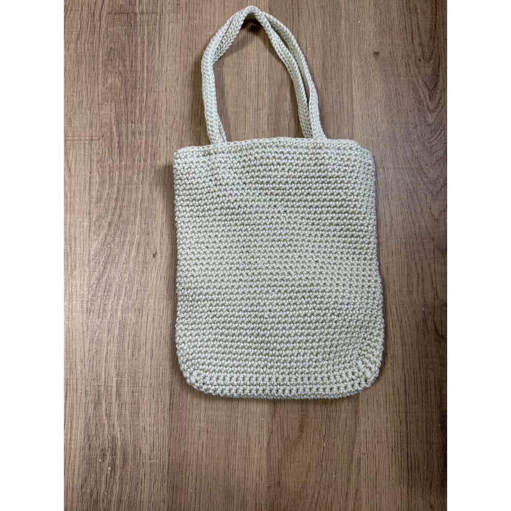 Old Navy Crochet Knit Tote Bag Dusty Sage Green Shoulder Purse One Size